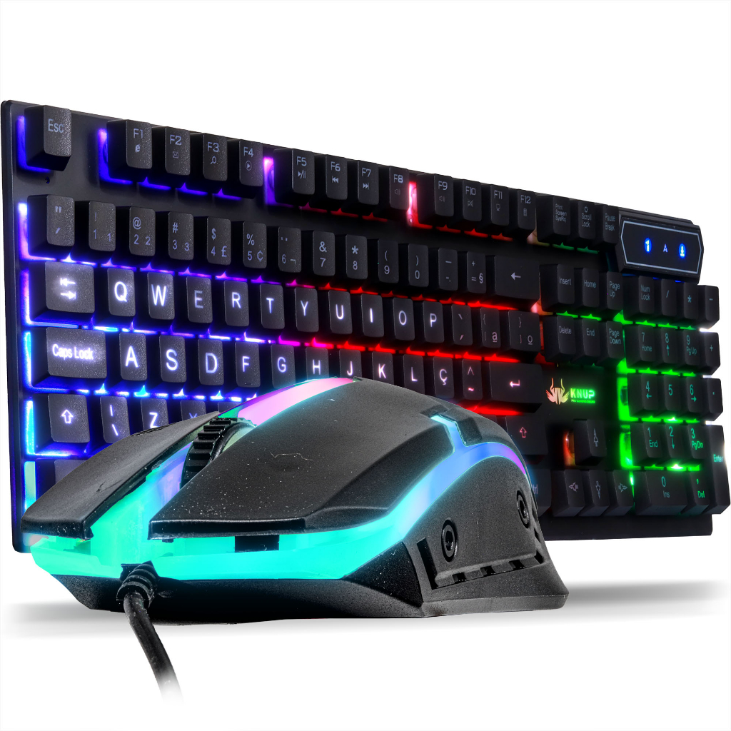 Gamer Kit Semi Mechanical Keyboard + Mouse Led Chroma Rgb Illuminated Games Pc Usb