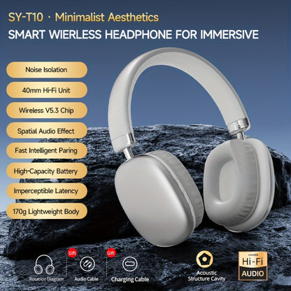 Ultra-Long Battery Life Over-Ear Headphones with Noise Isolation - Wireless, Retractable Design for Music & Workouts, Ideal Gift