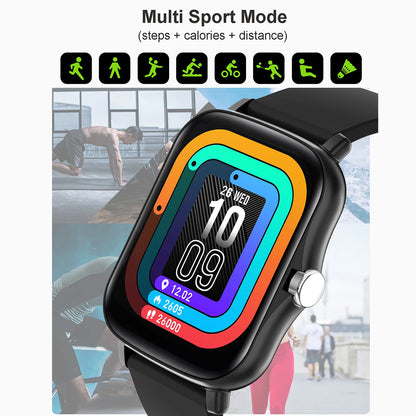 Black Color Smart Watch Men Women Smartwatch Male Touch Screen Smartclock For Android IOS Sport Fitness Tracker Life Waterproof