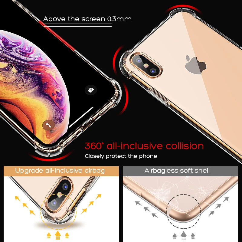 Transparent Defence Protect Shockproof light Case For Apples iPhone 14 13 12 11 XS Max XR X 8 6s Plus 15 Phone Airbag Cover