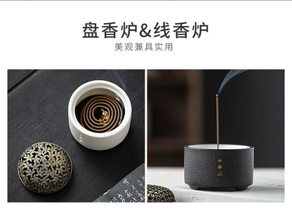 Creative Ceramic Plate Incense Burner Sandalwood Agarwood Bedroom Aromatherapy Ornaments Stick Coil Home Use Indoor Decoration