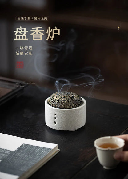 Creative Ceramic Plate Incense Burner Sandalwood Agarwood Bedroom Aromatherapy Ornaments Stick Coil Home Use Indoor Decoration