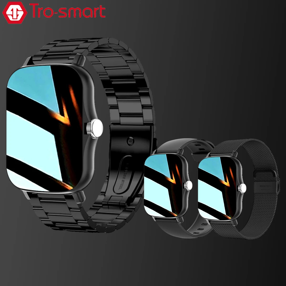 Black Color Smart Watch Men Women Smartwatch Male Touch Screen Smartclock For Android IOS Sport Fitness Tracker Life Waterproof